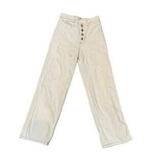 Reformation Lexi High Rise Wide Leg Jeans Ivory White Button Fly Size 24